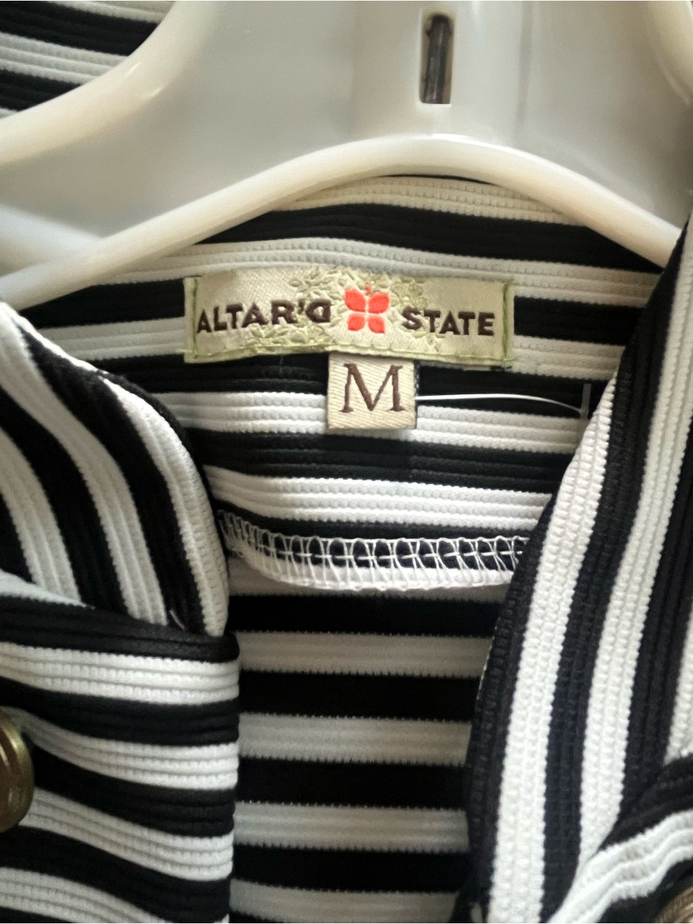 Altar’d State Black & White Striped cotton/Rayon mix Vintage Jacket Size Medium - Picture 2 of 14